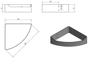 AQUALINE SB109 Samba Półka narożna pod prysznic,21,8 x 6,3 x 21,8 cm, polerowana stal nierdzewna