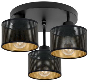 Lampa sufitowa czarna trzypunktowa z czarnymi abażurami B-3030SC-SC E2