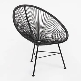 Nowy Fotel Acapulco Ze Stali I Syntetycznej Wikliny Czarna - Sklum