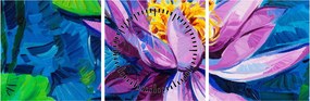 Obraz lilii wodnej na wodzie (z zegarem) (90x30 cm)