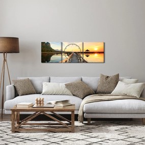 Obraz drewnianego molo (z zegarem) (90x30 cm)