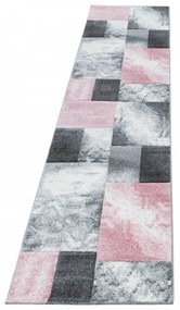 Dywan nowoczesny Hawaii Kwadraty różowo-szare 80 cm x 300 cm