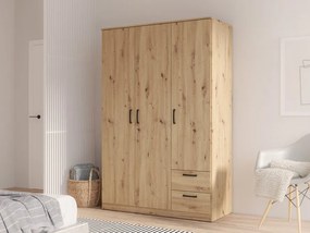 Trzydrzwiowa szafa z szufladami Niko 84-D78 dąb Artisan