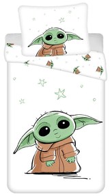 Bawełniana dziecięca pościel jednoosobowa 140x200 cm Star Wars Baby Yoda – Jerry Fabrics