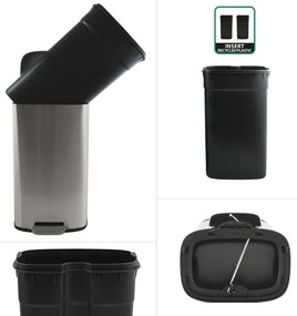 Spirella Kosz na śmieci z pedałem soft-close Akira 50 l, szczotkowana stal nierdzewna, 50 l