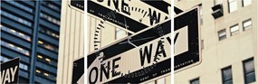 Obraz - New York ONE WAY (z zegarem) (90x30 cm)