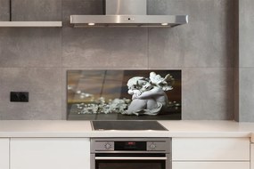 Szklany Panel Śpiący Aniołek i Polne Kwiaty