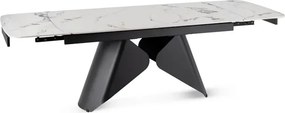 Stół Rozkładany Prostokątny VERONA 160-240 cm Ceramiczny Biały Marmur/Czarny Nowoczesny