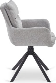 Krzesło Tapicerowane Obrotowe do Salonu PAUL Szare Nowoczesne