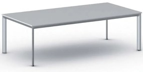 Stół konferencyjny do biura PRIMO INVITATION, 240x120 cm, szaro-srebrna podstawa, szary