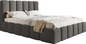Łóżko dwuosobowe 180x200 Palermo - pojemnik i stelaż, tkanina boucle, ciemny szary (Anthology 18)