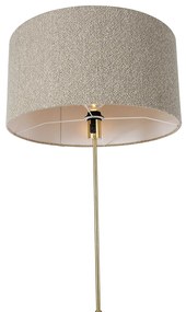Lampa podłogowa regulowana złota z abażurem boucle taupe 50 cm - ParteDesignerski Oswietlenie wewnetrzne
