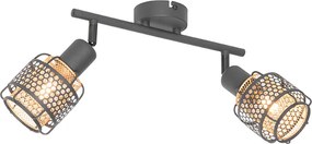 Designerska lampa sufitowa czarna ze złotem 2-światła - Noud