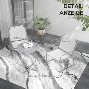 Outsunny Zestaw mebli ogrodowych 3-elementowy, 2 krzesła z oddychającą tkaniną, 1 okrągły stolik Ø60 cm, jasnoszary