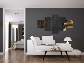 Obraz ze złotymi liśćmi (125x70 cm)