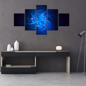 Nowoczesny obraz niebieskiej abstrakcji (125x70 cm)