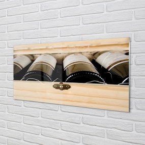 Panel szklany do Kuchni Butelki Wina w Skrzynce
