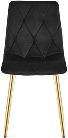 Czarne pikowane krzesło metalowe glamour K9-F50