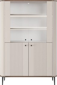 Witryna Vesper 103 cm czterodrzwiowa - kaszmir / orzech / czarne nogi