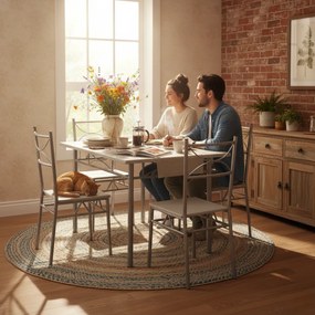 Zestaw jadalniany PAUL, 5 części, aksamitnie biała Jurhan