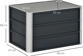 Outsunny Podwyższona Grządka Ogrodowa ze Stali Ciemnoszara 66x47x40cm Łatwa w Montażu i Trwała | Aosom PL