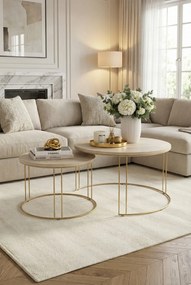 Nowoczesny komplet stolików kawowych złoty + dąb sonoma C0-L73