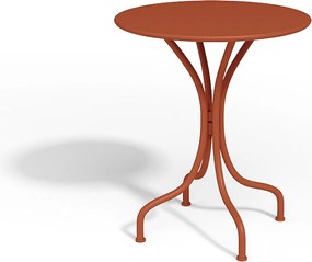 Metalowa jadalnia ogrodowa - stół śr.60cm i 2 sztaplowane krzesła - Terakota - MIRMANDE