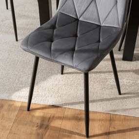 Krzesło Tapicerowane do Salonu ROBIN Szare Welurowe Nowoczesne Loft