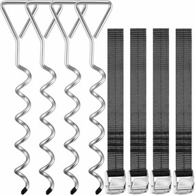 Zestaw kotew do ziemi, 4 sztuk, 42,5x8,5cm, srebrna Monzana