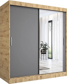 Szafa przesuwna dąb artisan + antracyt 180 cm H8-Z14