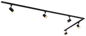 System szynowy 1-fazowy z 5 reflektorami czarny ze złotym pierścieniem - Jeana