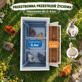 PawHut Kurnik z gniazdem dla 4-6 kur, Dach odporny na warunki pogodowe, Drewno świerkowe, Plastik, 100 x 86 x 100 cm, Jasnoszary