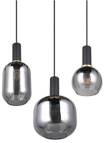 Czarna lampa wisząca ze szklanym kloszem Diva – Trio