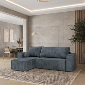 Masseno Narożnik RAVELO z funkcją spania i pojemnikiem na pościel Narozniki L, Rozkładana sofa - Szary, POSO 60