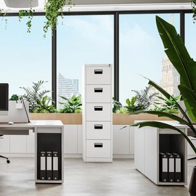 Metalowa szafa kartotekowa SARA V5, 460 x 1630 x 620 mm, biała