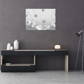 Obraz - Kwiatowy wzór z motylkami (70x50 cm)