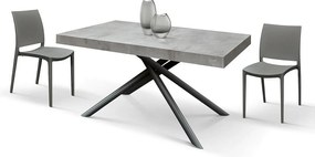 Drewniany stół, cementowo-szary, antracytowa podstawa, 140x90-220x90cm - CARRARA