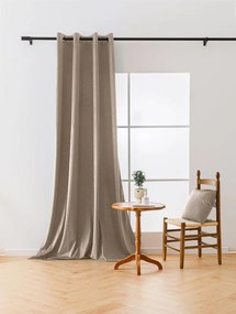 Beżowa zasłona zaciemniająca VELVET 140x270 cm Zawieszanie: Taśma z wiązaniami