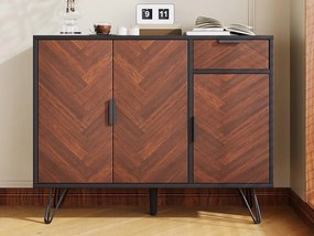 Bufet niski - 3 drzwi i 1 szuflada - MDF - Brązowy