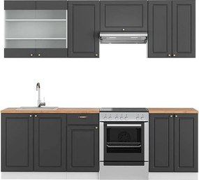 Aneks kuchenny antracytowo-złoto-biały 240x60x81.6 fame-line