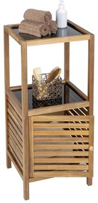 Czarna/w naturalnym kolorze niska/wąska szafka łazienkowa z litego drewna akacjowego 39,5x86 cm Fondi – Wenko