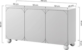 Komoda Sonatia II 150 cm trzydrzwiowa - kaszmir / nogi kule