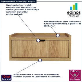 Szafka nocna wisząca z szufladą hikora naturalna H8-S22