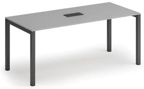 Stół konferencyjny PRIMO SQUARE, 180x80 cm, szary + port blatowy TYP VI, czarny