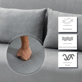 HOMCOM Sofa dwuosobowa rozkładana z funkcją spania jasnoszara aksamitna do salonu i sypialni | Aosom PL