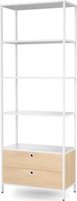 Regał biurowy metalowy z szufladami Eco Design Ariel, 80x40x220 cm, biały/dąb sonoma