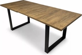 Loftowy stół rozkładany Skubi do jadalni, laminowany blat i czarne metalowe nogi 125x85 / 150x80 cm