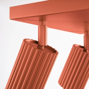Plafon czteropunktowy KARBON 4 ochra czerwona kwadratowy SOLLUX  LIGHTING