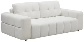 Kanapa dwuosobowa z białej tkaniny bukle SOPELANA