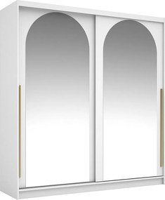 Szafa z 2 przesuwanymi drzwiami – Z lustrami – Szer. 200 cm – Kolor: Biały - ALVARENO